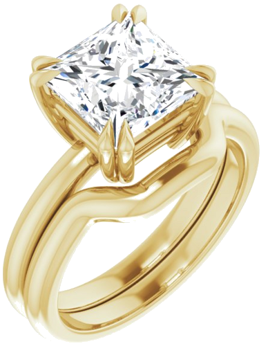 Sužadėtuvių Žiedas „Double Claw-Prong Solitaire“ 14k yellow gold Square 8mm (6)