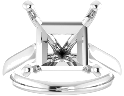 Sužadėtuvių Žiedas „Solitaire“ 585 Baltojo Aukso Square 10mm (3)