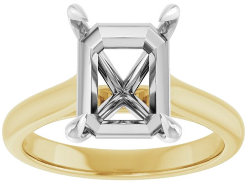 Sužadėtuvių Žiedas „Claw-Prong“ 14k yellow/white gold Emerald 10mm x 8mm (3)
