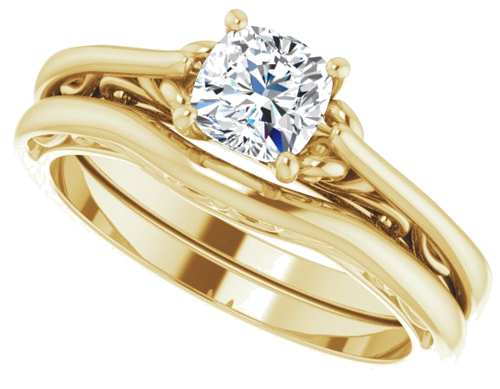 Sužadėtuvių Žiedas „Solitaire“ 14k yellow gold Cushion 5mm (10)