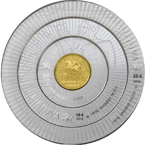2018 Lietuvas 100 gadu Jubilejas Zelta un Sudraba Monētas (1)