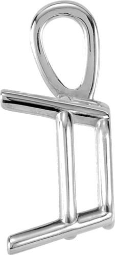 Sterling Silver 10x8 mm Emerald 4-Prong Pendant Mounting (2)