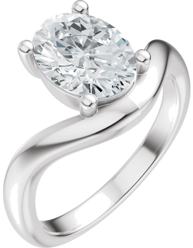 Sužadėtuvių Žiedas „Solitaire Asymmetric“ 14k white gold Oval 9mm x 7mm (1)