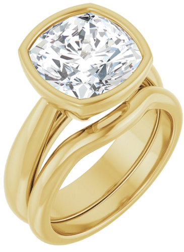 Sužadėtuvių Žiedas „Bezel-Set Solitaire“ 14k yellow gold Cushion 10mm (6)