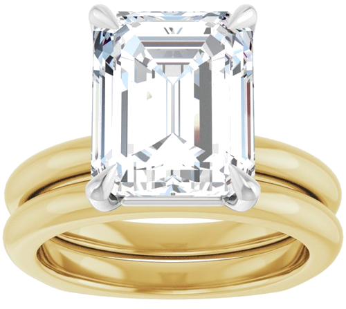 Sužadėtuvių Žiedas „Claw-Prong Euro Shank“ 14k yellow/white gold Emerald 11mm x 9mm (8)