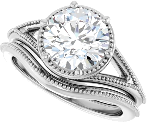 Sužadėtuvių Žiedas „Solitaire“ 14k white gold Round 8.2mm (10)