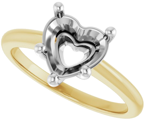 14K Yellow White 8x8 mm Heart Solitaire Engagement Ring Mounting (5)