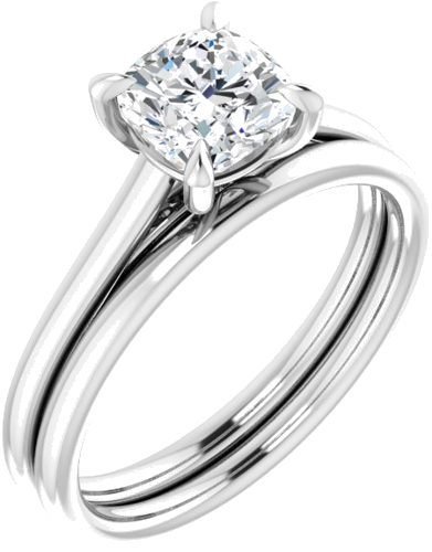 Sužadėtuvių Žiedas „Claw-Prong Solitaire“ 14k white gold Cushion 6mm (6)