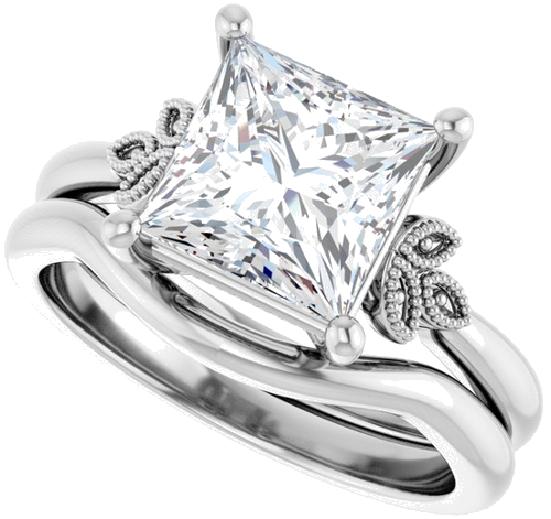 Sužadėtuvių Žiedas „Solitaire“ 14k white gold Square 7.5mm (10)