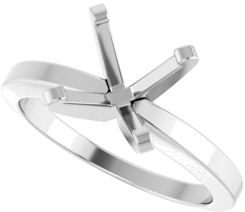 14K White 8 mm Round Solitaire Engagement Ring Mounting (5)