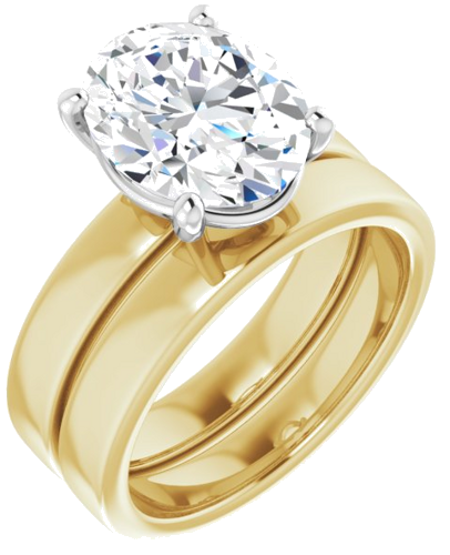 Sužadėtuvių Žiedas „Solitaire“ 14k yellow/white gold Oval 11mm x 9mm (6)