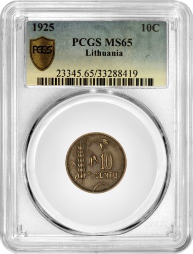 1925 Lietuva 10 centų moneta MS 65 (1)