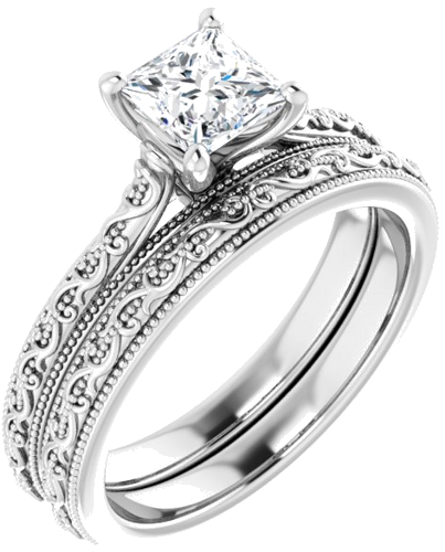 Sužadėtuvių Žiedas „Solitaire Sculptural“ 14k white gold Square 5mm (6)