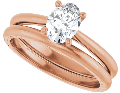 Sužadėtuvių Žiedas „Solitaire“ 585 Rožinis Aukso Oval 7mm x 5mm (10)