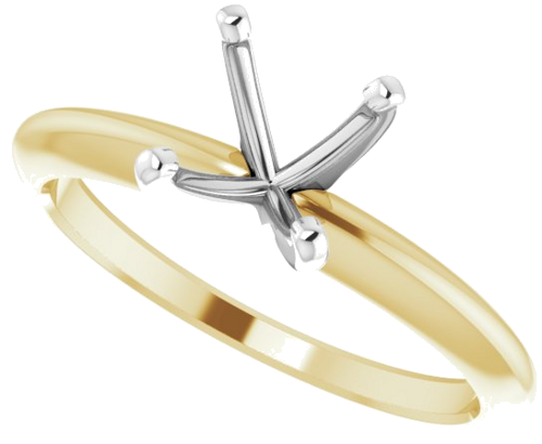 14K Yellow   White 6.6-7.2 mm Round 4-Prong Comfort-fit Solitaire Ring Mounting (5)