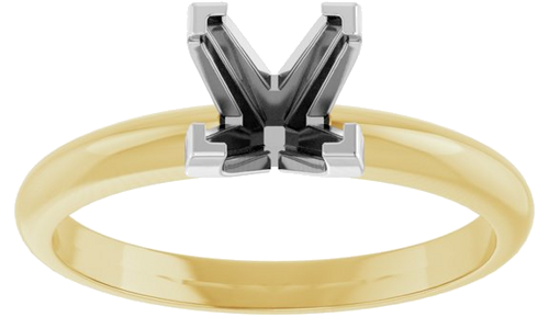 14K Yellow White 5.5 mm Square V-End 4-Prong Engagement Ring Mounting (3)