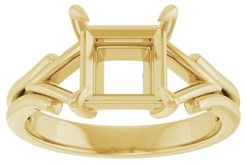 14K Yellow 7 mm Square Solitaire Engagement Ring Mounting (3)
