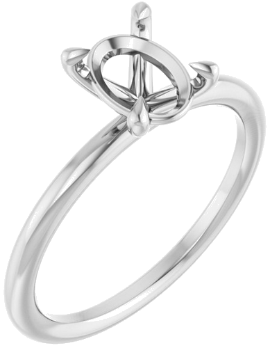 Sužadėtuvių Žiedas „Claw-Prong Solitaire“ 14k white gold Oval 8mm x 6mm (1)