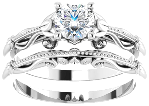 Sužadėtuvių Žiedas „Solitaire Sculptural“ 14k white gold Round 5.2mm (8)