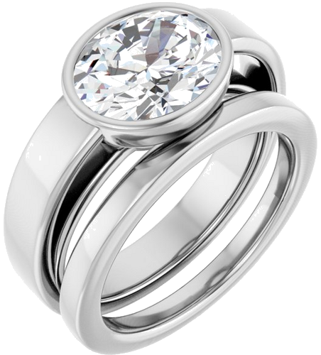 Sužadėtuvių Žiedas „Bezel-Set Solitaire“ 14k white gold Oval 10mm x 8mm (6)