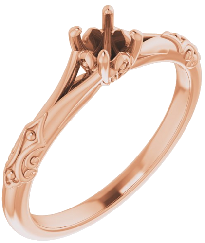 Sužadėtuvių Žiedas „Solitaire Sculptural“ 10k rose gold Round 4.1mm (1)