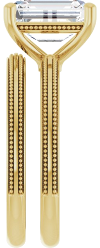 Sužadėtuvių Žiedas „Solitaire Milgrain“ 14k yellow gold Emerald 9mm x 7mm (9)