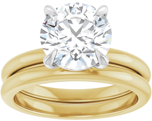 14K Yellow White 8.8 mm Round Solitaire Engagement Ring Mounting (8)