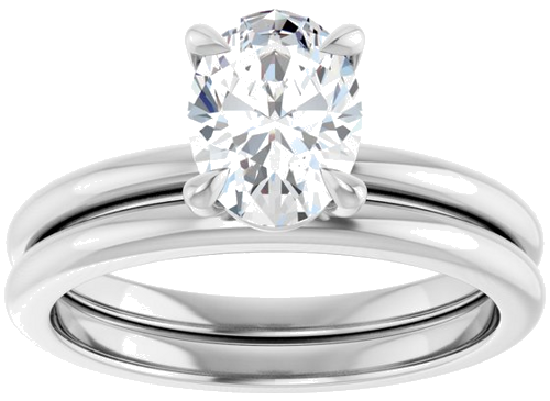 Sužadėtuvių Žiedas 585 Baltojo Aukso Oval 8mm x 6mm (8)