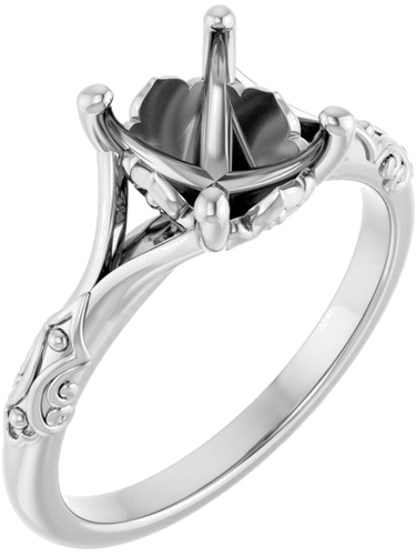 Sužadėtuvių Žiedas „Solitaire Split Shank“ 585 Baltojo Aukso Oval 9mm x 7mm (1)