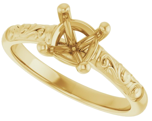 Sužadėtuvių Žiedas „Solitaire“ 585 Geltonojo Aukso Cushion 6mm (5)