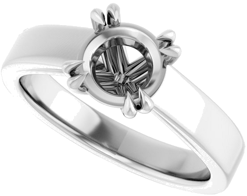 14K White 7 mm Round Solitaire Engagement Ring Mounting (5)