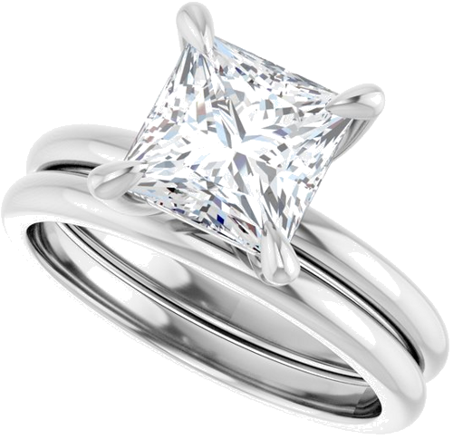 Sužadėtuvių Žiedas „Solitaire“ 10k white gold Square 7mm (10)
