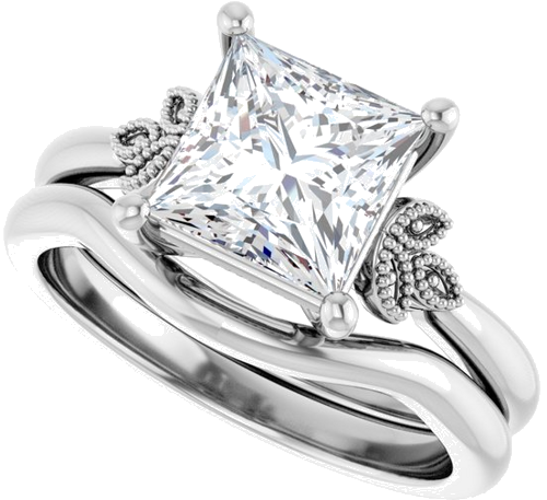 Sužadėtuvių Žiedas „Solitaire“ 14k white gold Square 7mm (10)