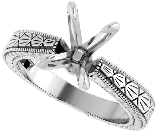 Sužadėtuvių Žiedas „Claw-Prong Solitaire Sculptural“ 14k white gold Elongated Cushion 9mm x 7mm (5)