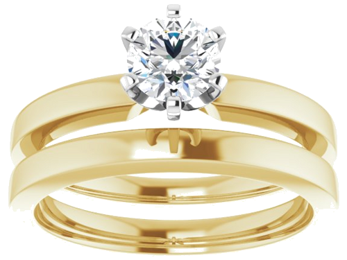 14K Yellow White 5.2 mm Round Solitaire Engagement Ring Mounting (8)