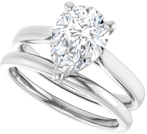 Sužadėtuvių Žiedas „Solitaire“ 585 Baltojo Aukso Pear Shape 10mm x 7mm (10)