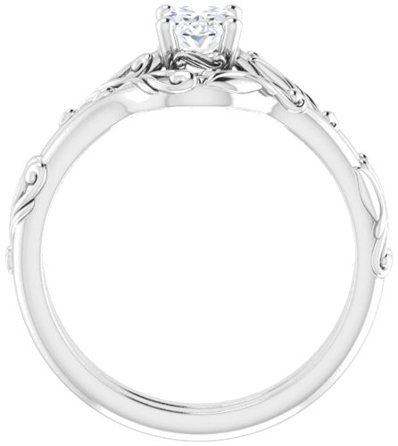 Sužadėtuvių Žiedas „Solitaire Scroll“ 14k white gold Oval 7mm x 5mm (7)