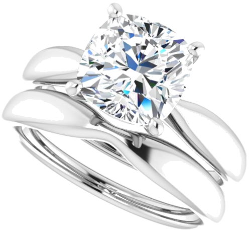 Sužadėtuvių Žiedas 14k white gold Cushion 8mm (10)