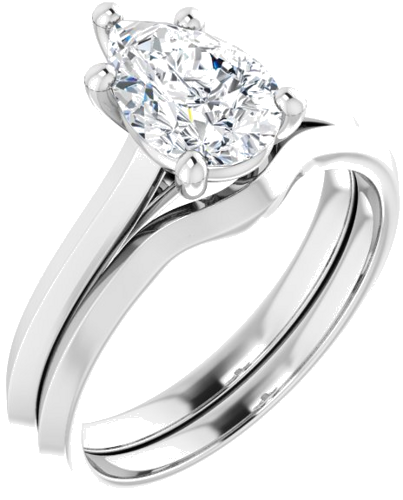 14K White 9x6 mm Pear Solitaire Engagement Ring Mounting (6)