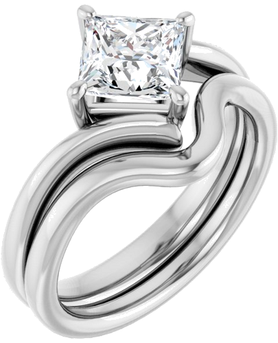 Sužadėtuvių Žiedas „Solitaire Bypass“ 14k white gold Square 6mm (6)