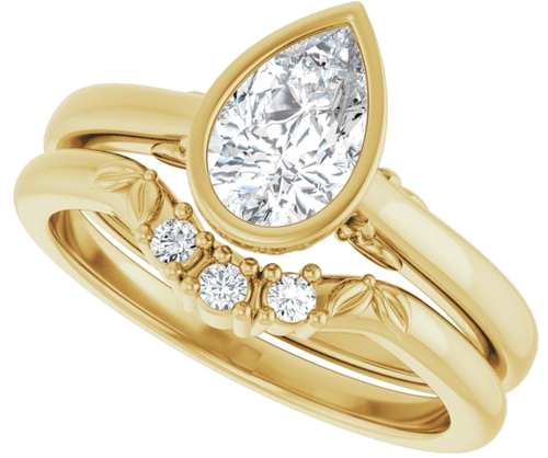 Sužadėtuvių Žiedas „Bezel-Set“ 14k yellow gold Pear 8mm x 5mm (10)