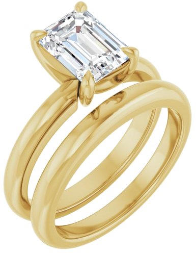 14K Yellow 8x6 mm Emerald Solitaire Engagement Ring Mounting (6)