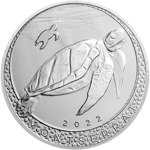 1 oz Jūros vėžlys 2022 Karibų salos sidabrinė moneta (1)