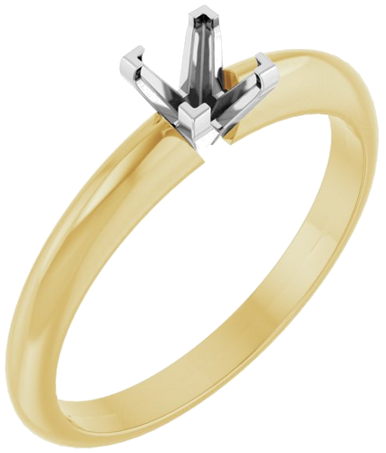Sužadėtuvių Žiedas „V-Prong Solitaire“ 14k yellow/white gold Square 4mm (1)