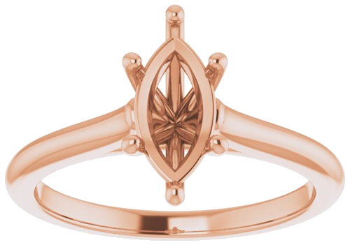 14K Rose 10x5 mm Marquise Solitaire Engagement Ring Mounting (3)
