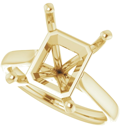 14K Yellow 12x10 mm Emerald Engagement Ring Mounting (5)