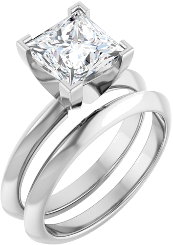 Sužadėtuvių Žiedas „Knife-Edge“ 14k white gold Square 7mm (6)