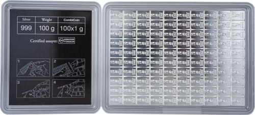 100 x 1 г Серебряные монеты 1 доллар Острова Кука 2012 Valcambi CombiCoin™ (2)