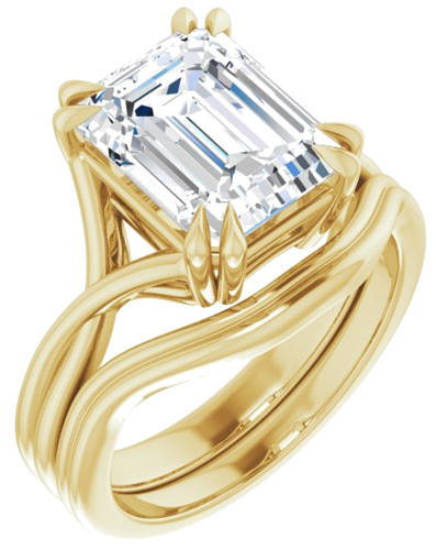 Sužadėtuvių Žiedas „Solitaire“ 585 Geltonojo Aukso Emerald 10mm x 8mm (6)