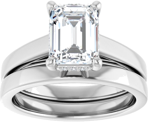 Sužadėtuvių Žiedas „Hidden Halo-Style“ 14k white gold Emerald 8mm x 6mm (8)